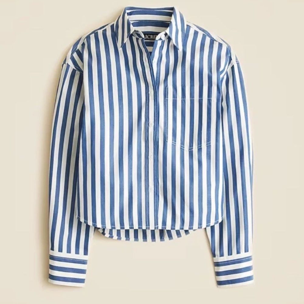 J. Crew etienne cropped button up shirt in striped cotton - XS - Retail $98 NWT - Picture 4 of 7